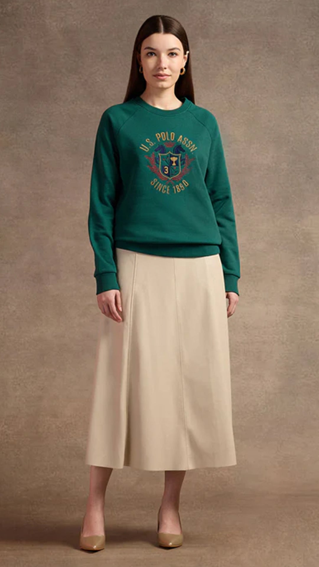 USPA Women's Raglan Sleeve Embroidered Sweatshirt