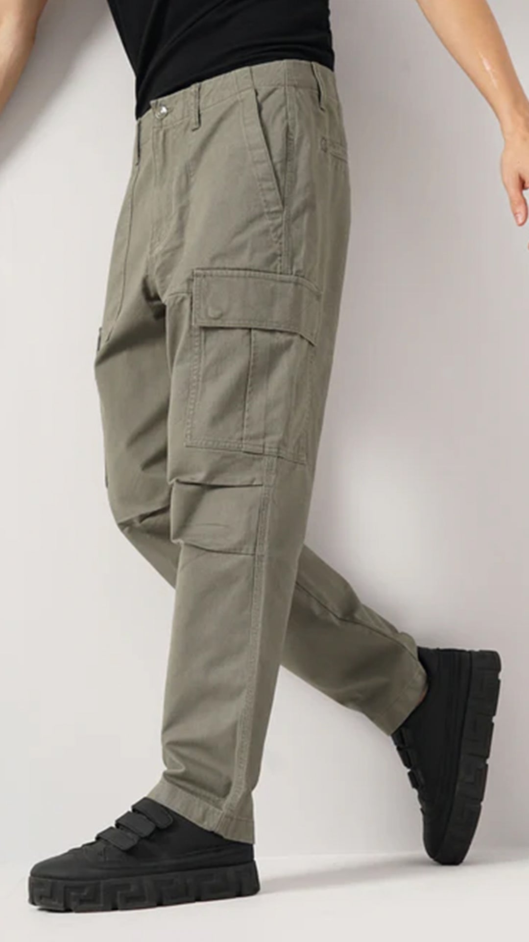 Celio Cotton Straight Fit Olive Trouser