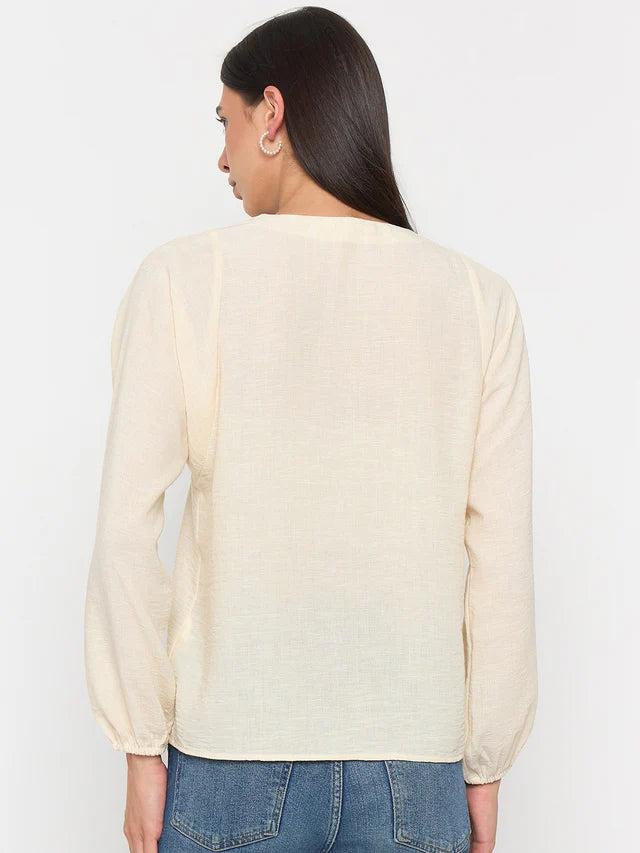 MADAME Off-White Printed Top