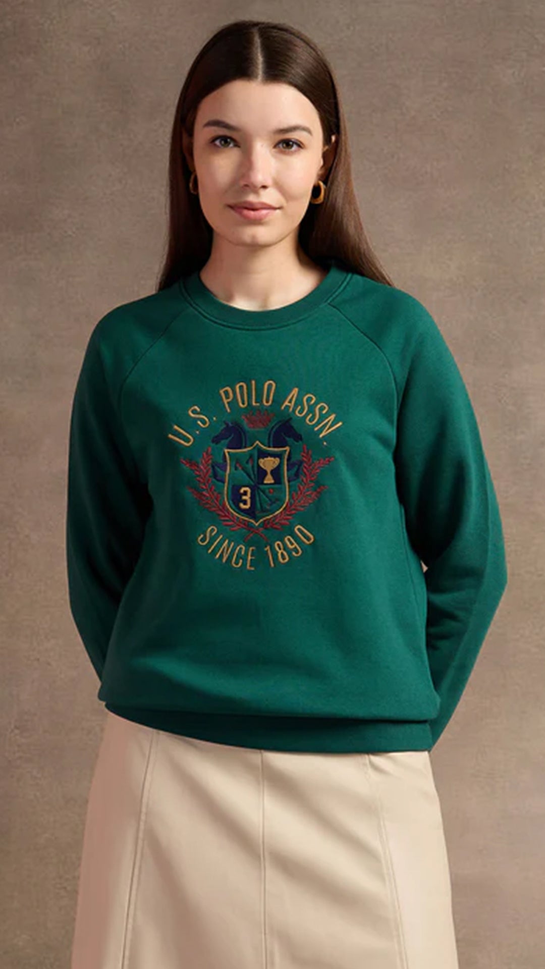 USPA Women's Raglan Sleeve Embroidered Sweatshirt