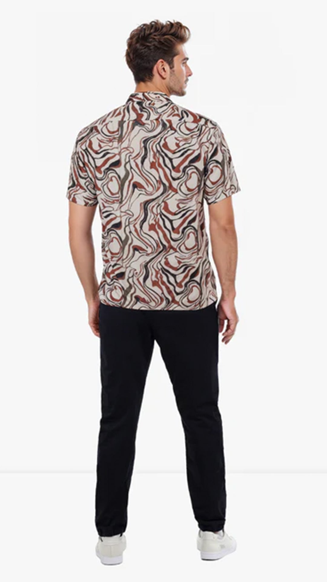 Celio Printed Regular Fit Viscose Brown Shirts