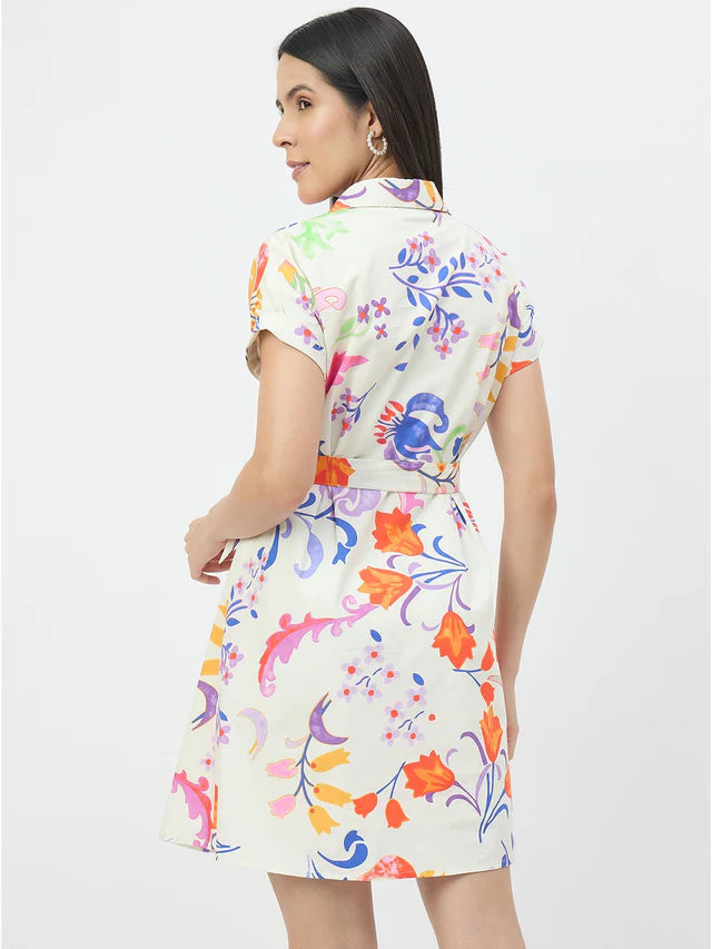 MADAME Off-White Pure Cotton Dress