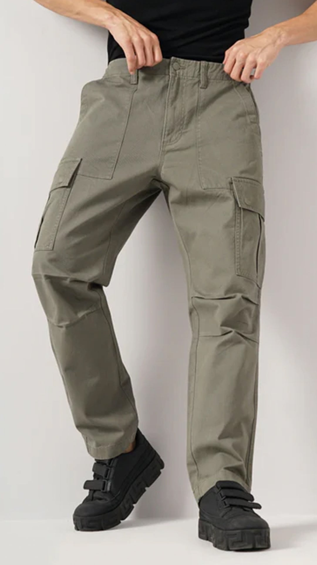 Celio Cotton Straight Fit Olive Trouser
