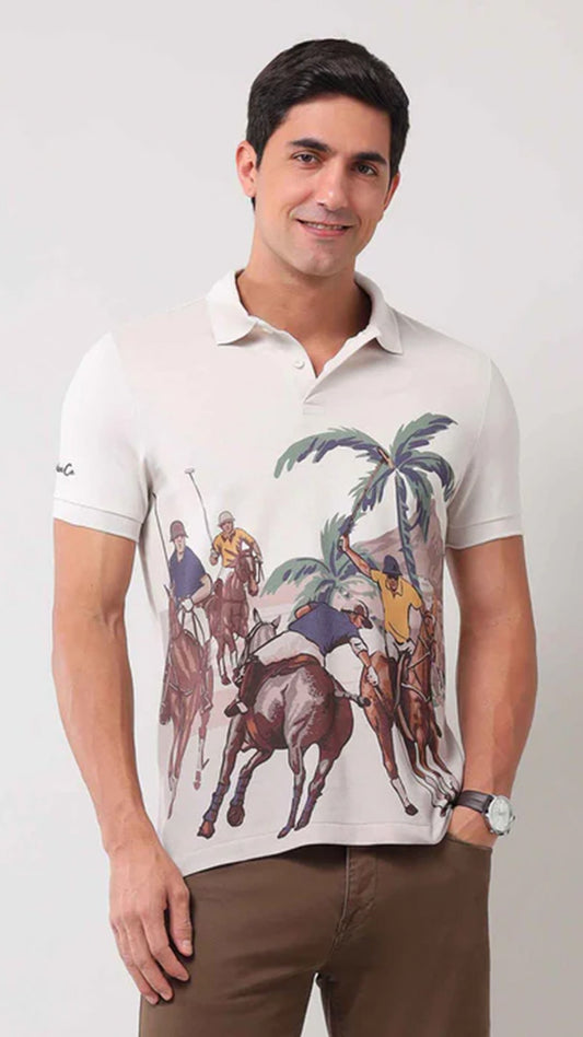 USPA Brand Printed Muscle Fit Polo Shirt