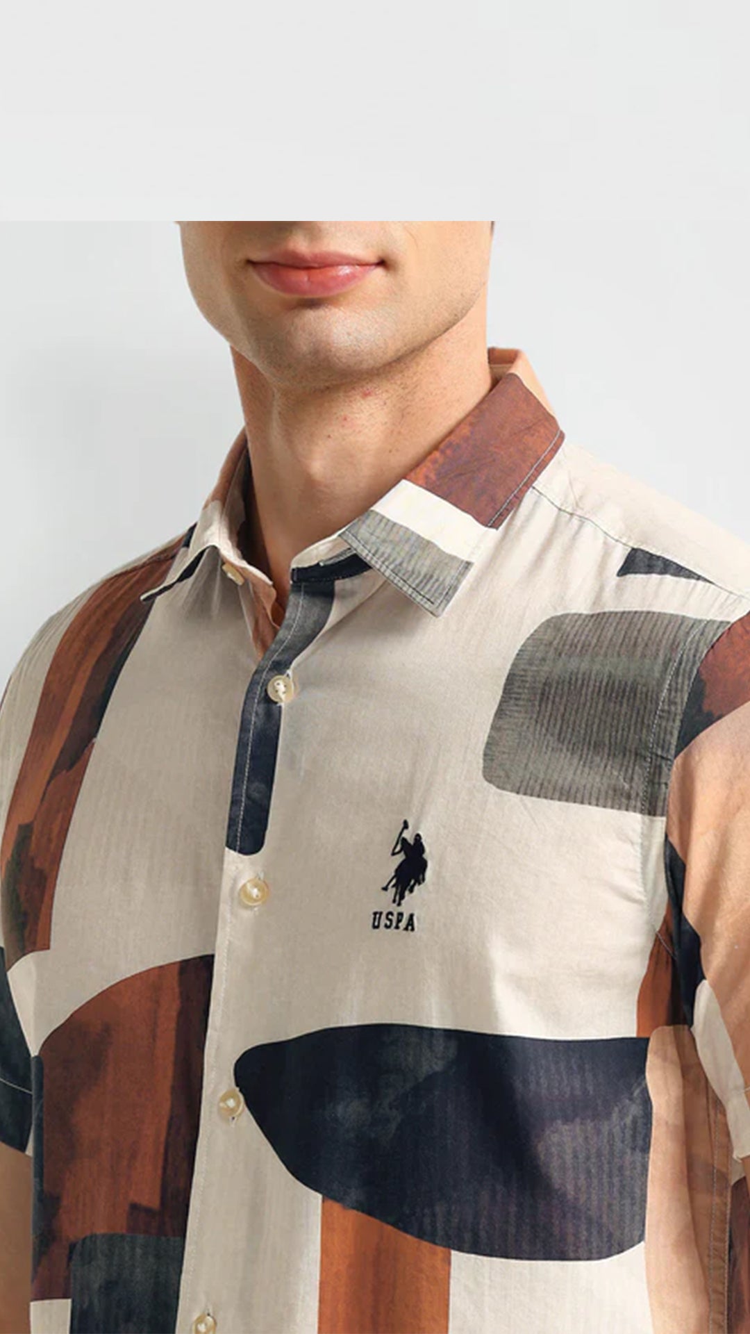 USPA Abstract Print Slim Fit Shirt (40% Off)