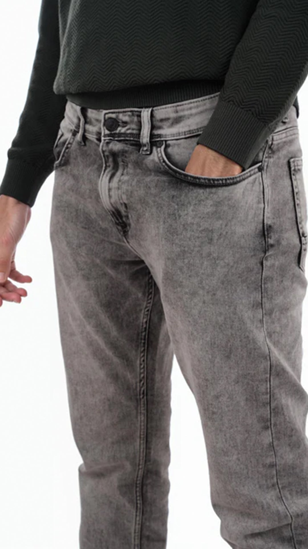 Celio Cotton Straight Fit Grey Jeans (50% Off)