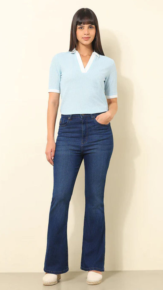 USPA Ultra-High Rise Flared Fit Blue Jeans