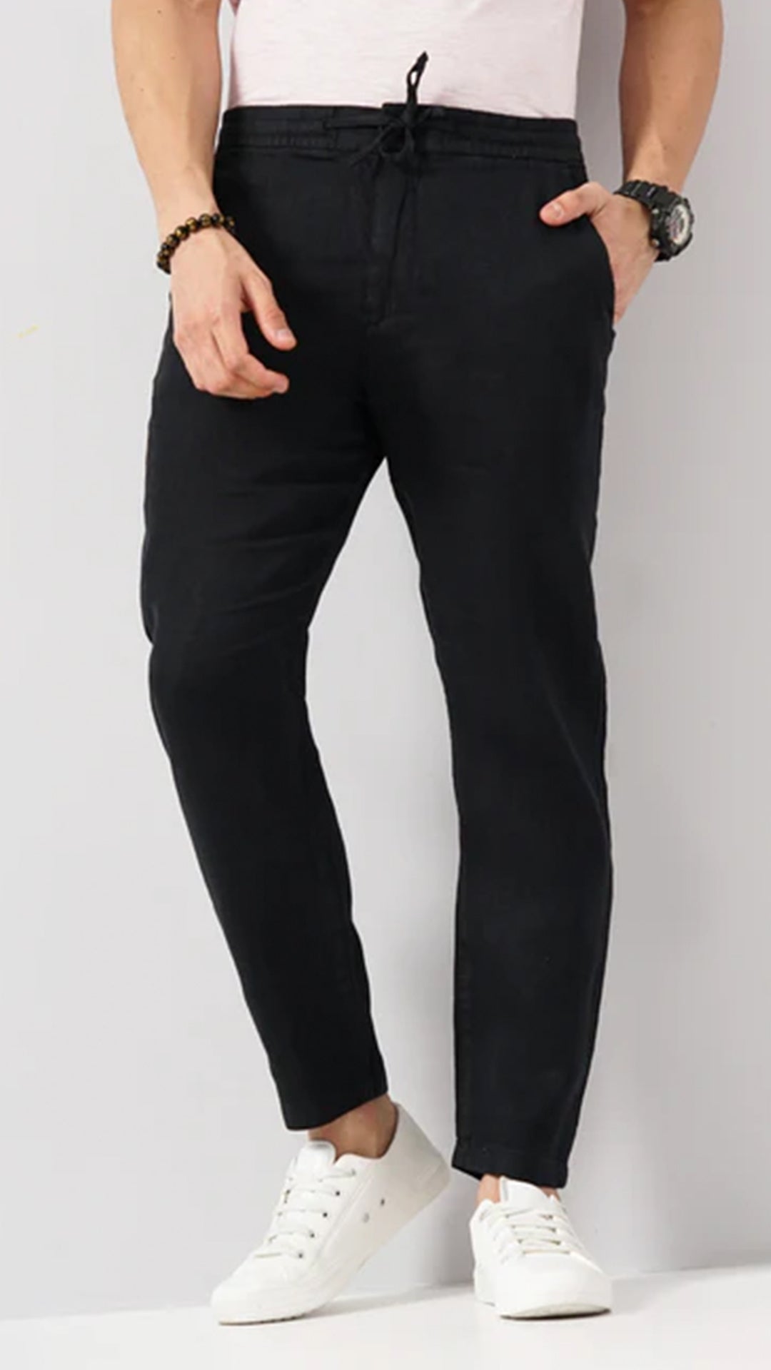 Celio Linen Regular Fit Black Trouser