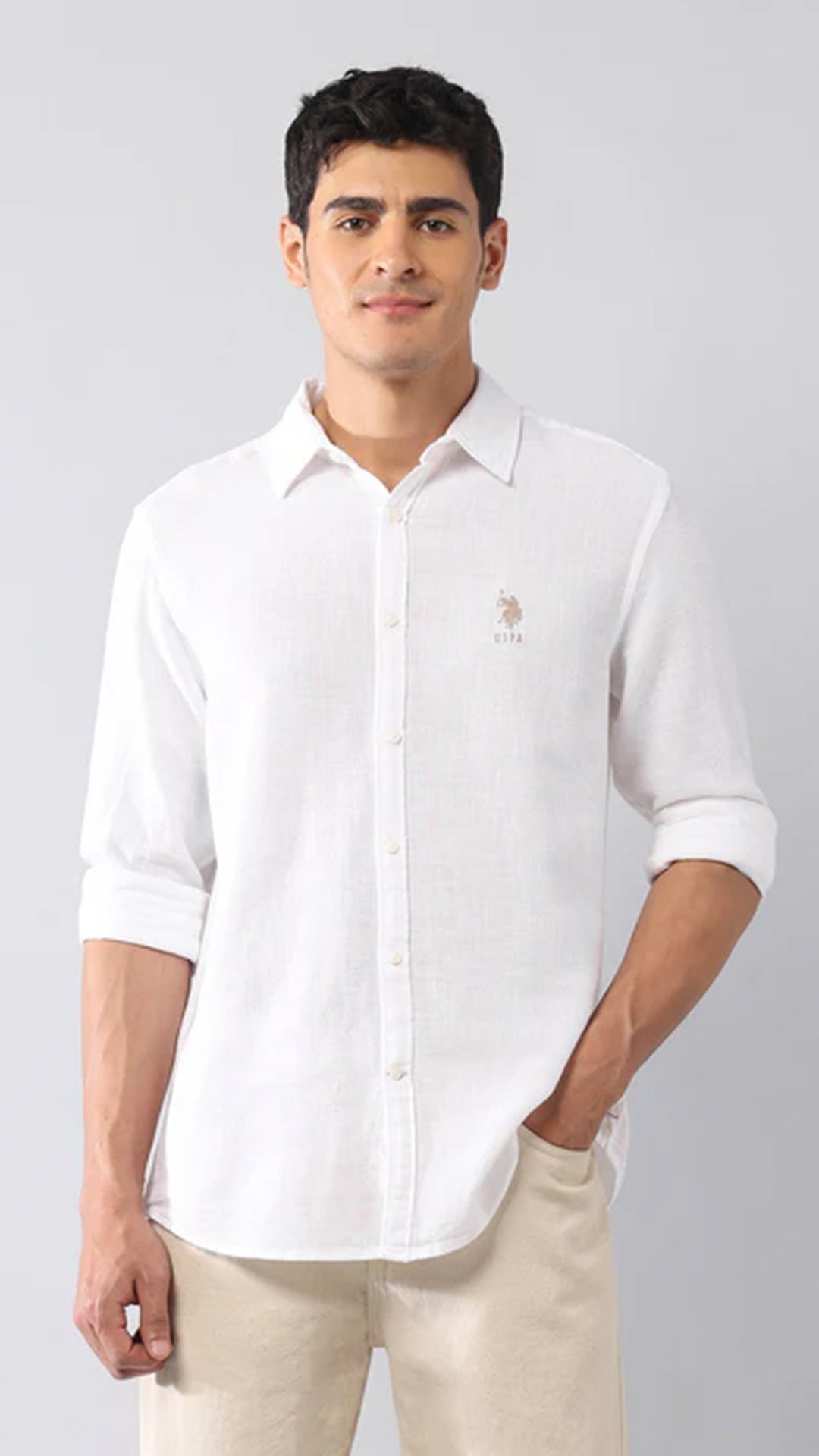 USPA Textured Dobby Regular Fit White Formal Shirt (10% Off)