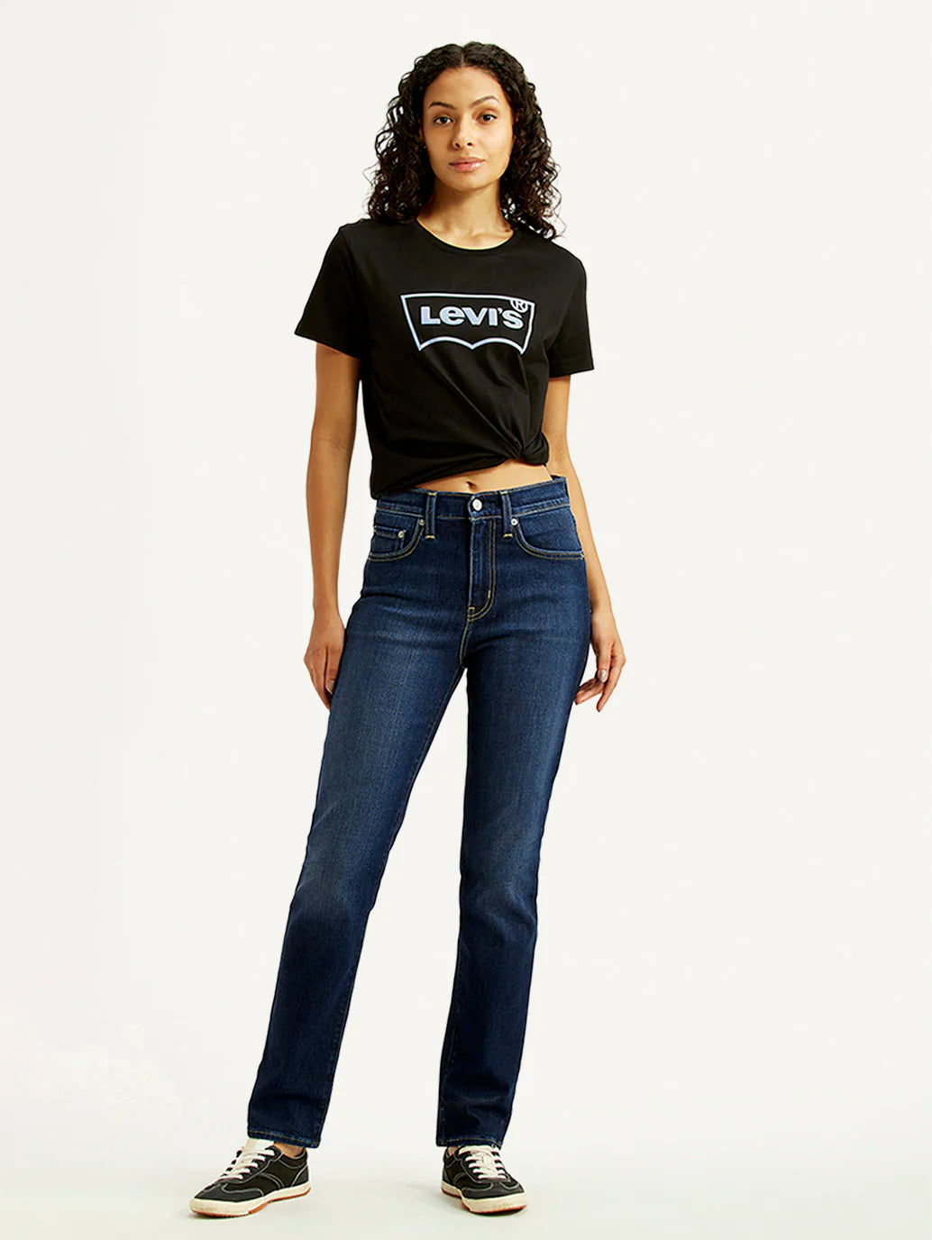 LEVIS Women's 724 Dark Indigo Slim Straight Fit High Rise Jeans