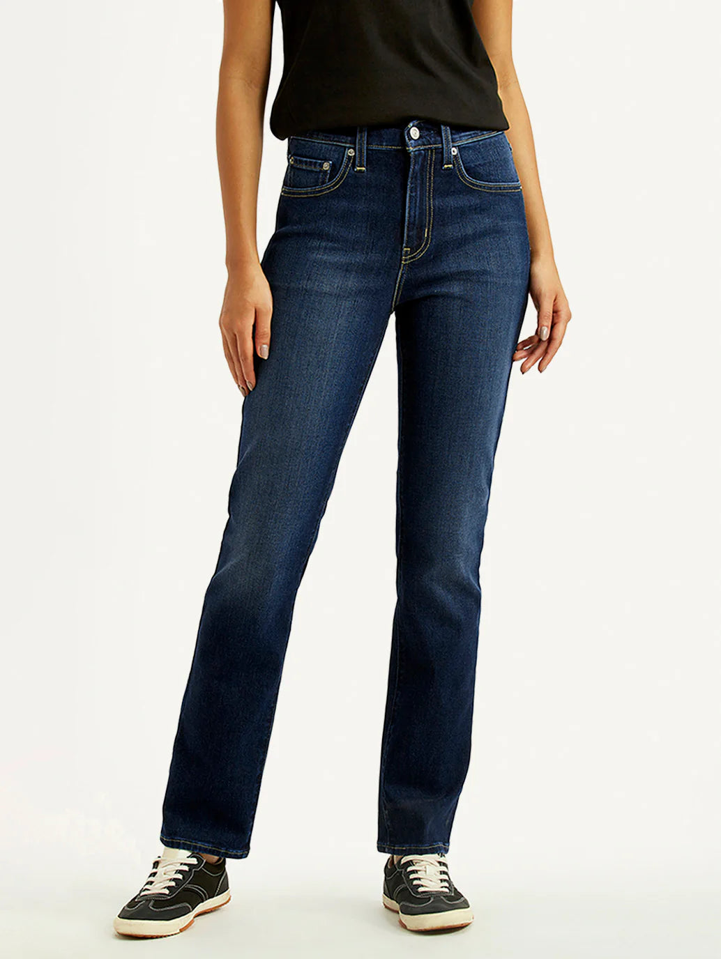 LEVIS Women's 724 Dark Indigo Slim Straight Fit High Rise Jeans