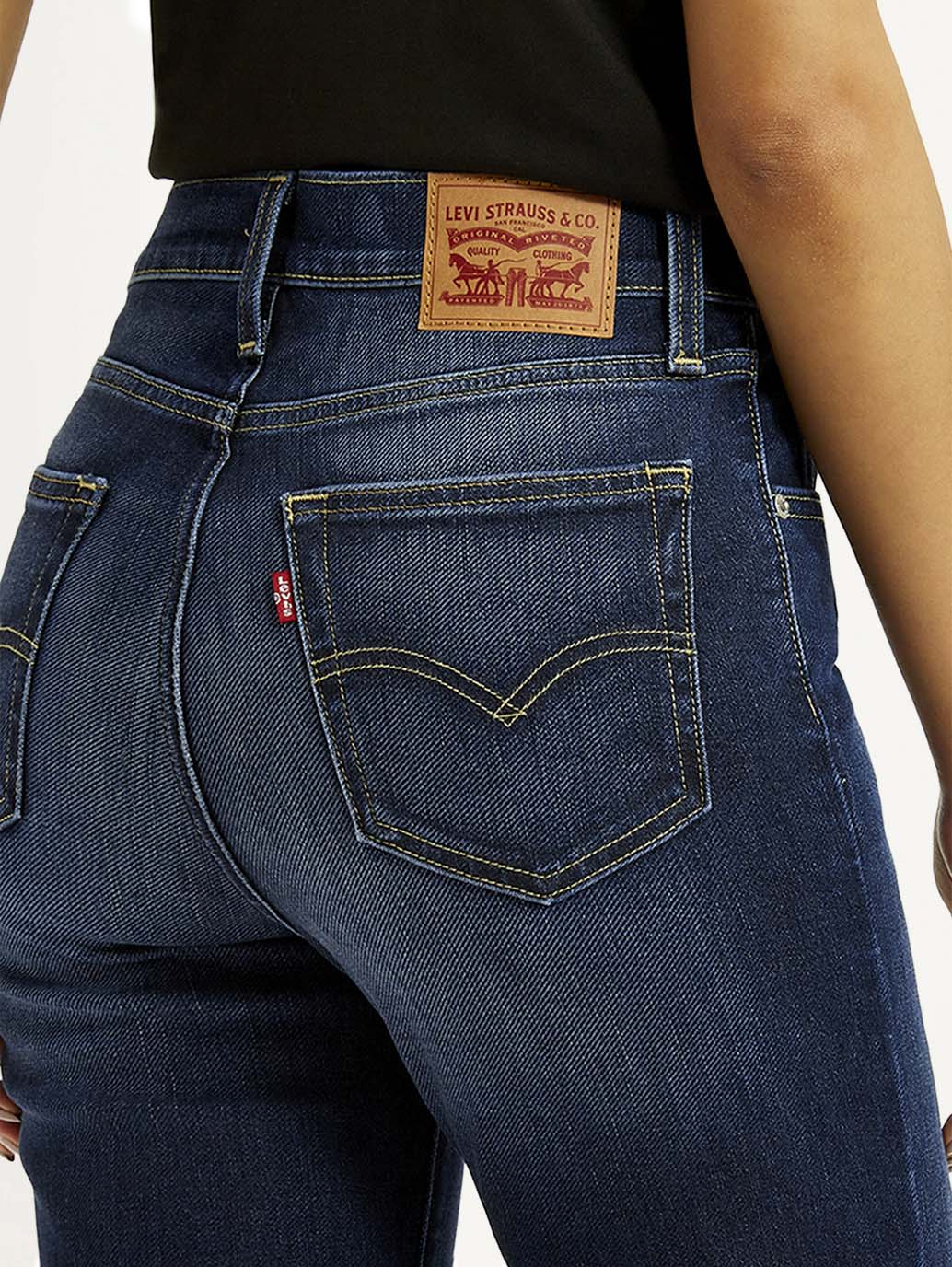 LEVIS Women's 724 Dark Indigo Slim Straight Fit High Rise Jeans