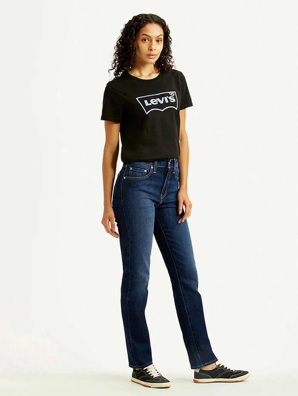 LEVIS Women's 724 Dark Indigo Slim Straight Fit High Rise Jeans