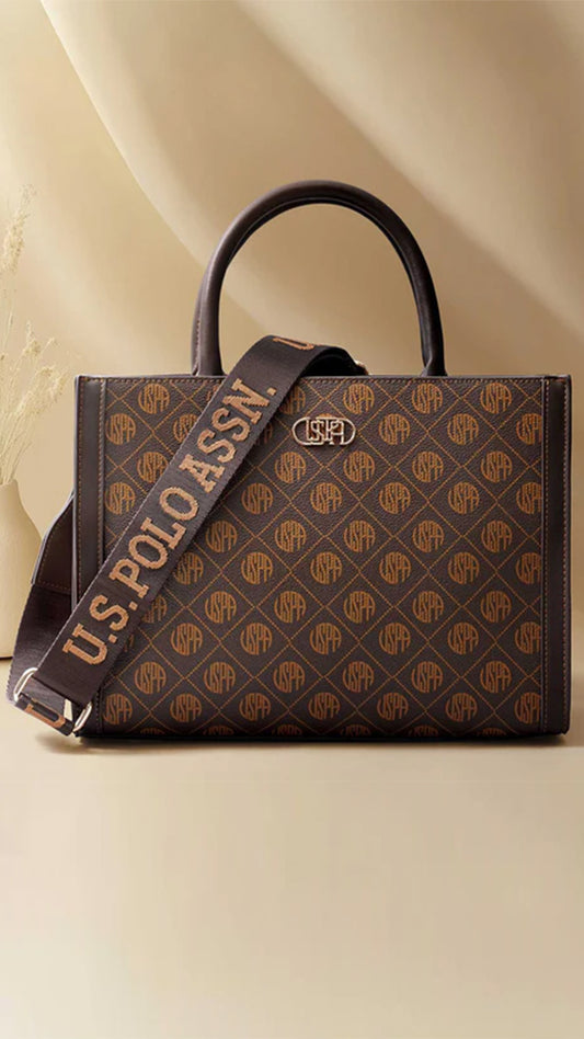 USPA Bernice Monogram Satchel Bag