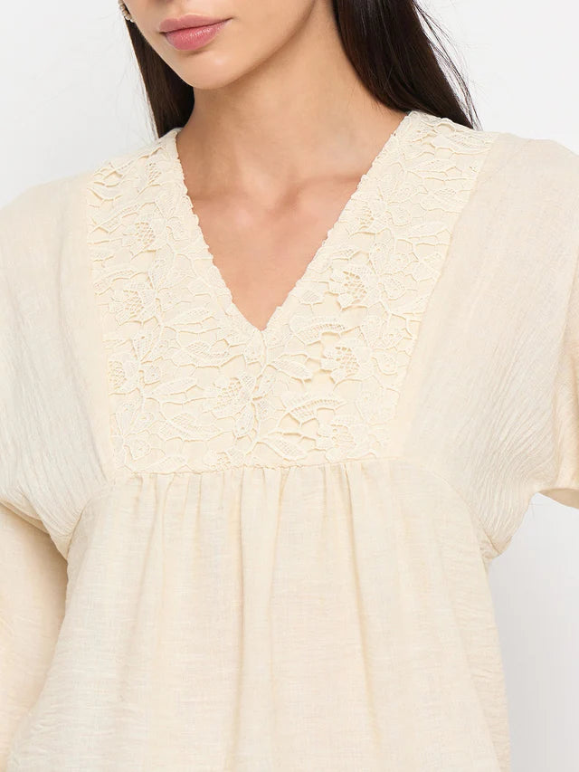 MADAME Off-White Printed Top