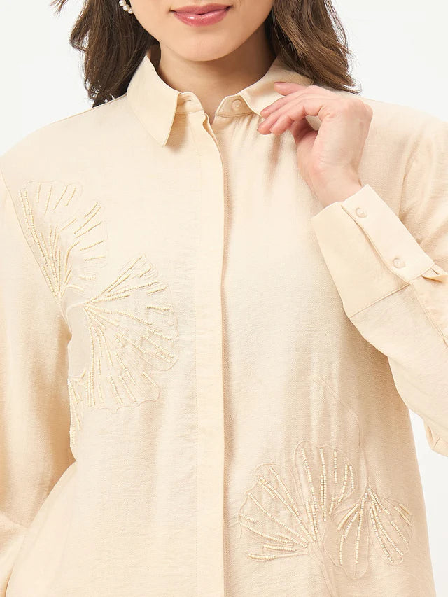 MADAME Beige Rayon-Blend Co-ord Dress