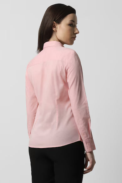 VAN HEUSEN Women Pink Solid Long Sleeves Formal Shirt Top