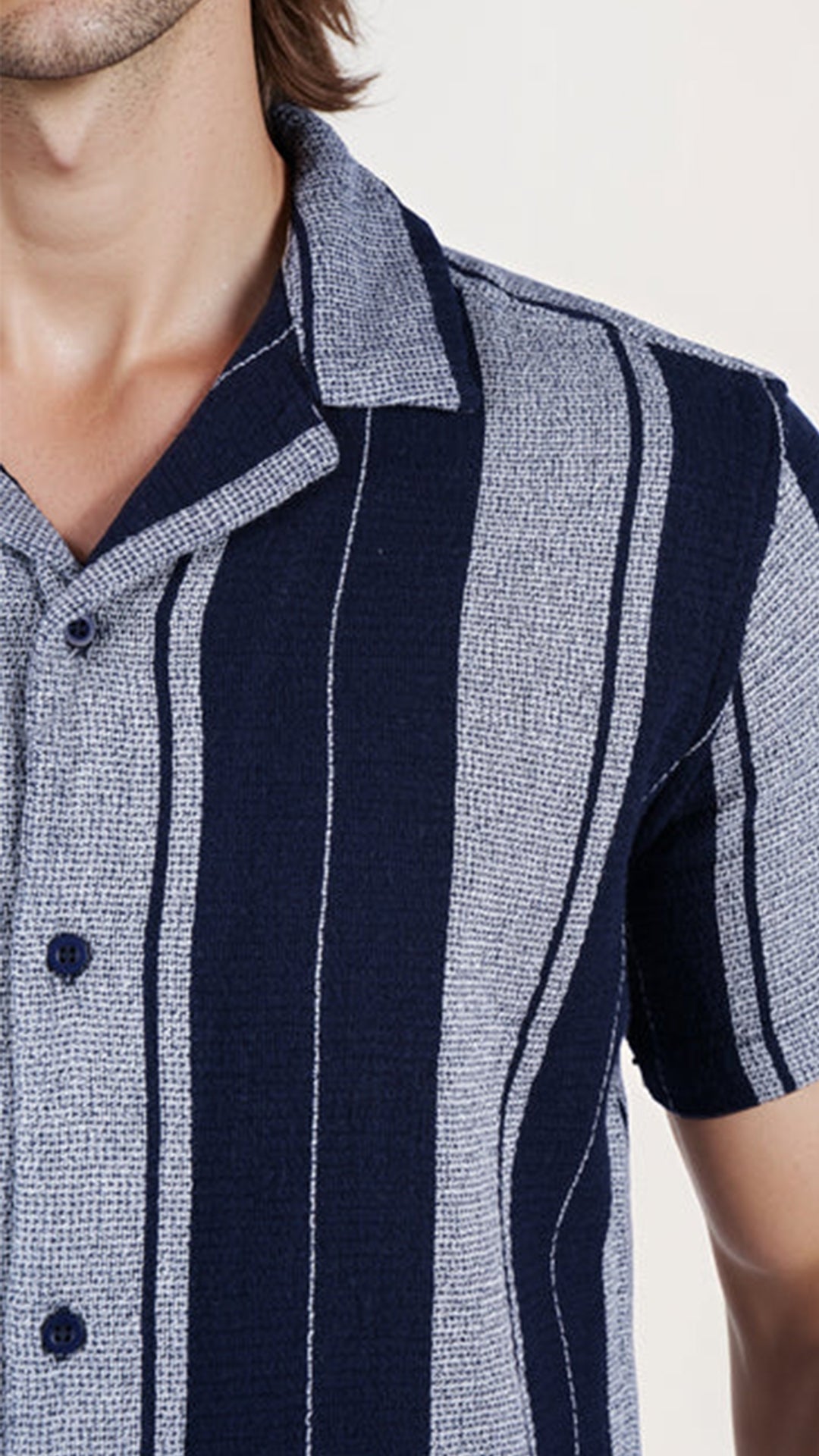 Celio Striped Regular Fit Cotton Blue Shirt (40% Off)