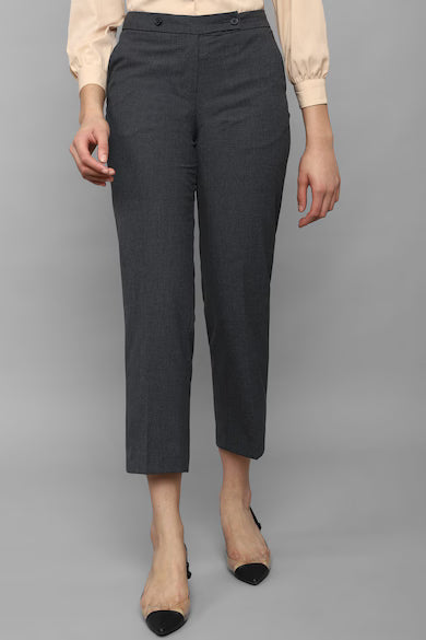 ALLEN SOLLY Women Black Regular Fit Textured Casual Trousers