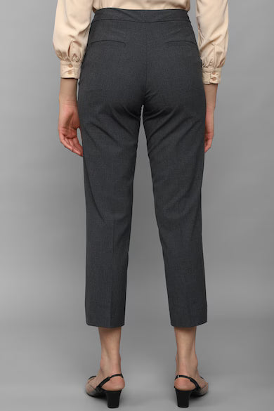 ALLEN SOLLY Women Black Regular Fit Textured Casual Trousers