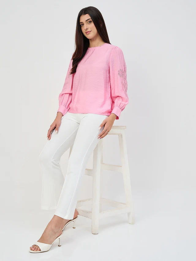 MADAME White Pleated Front Flared Trousers