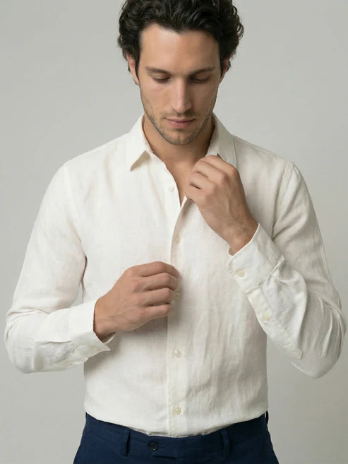CELIO Mens White Solid Regular Fit Cotton Shirts