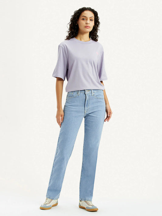 LEVIS Women's Light Blue Wedgie Straight Fit Mid Rise Jeans