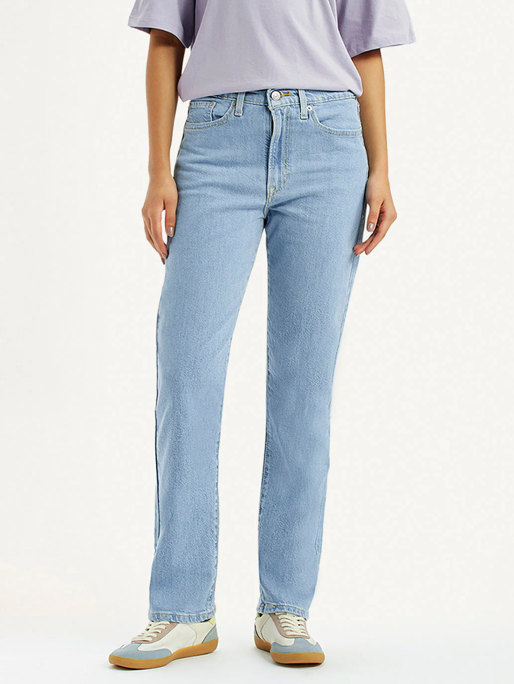 LEVIS Women's Light Blue Wedgie Straight Fit Mid Rise Jeans