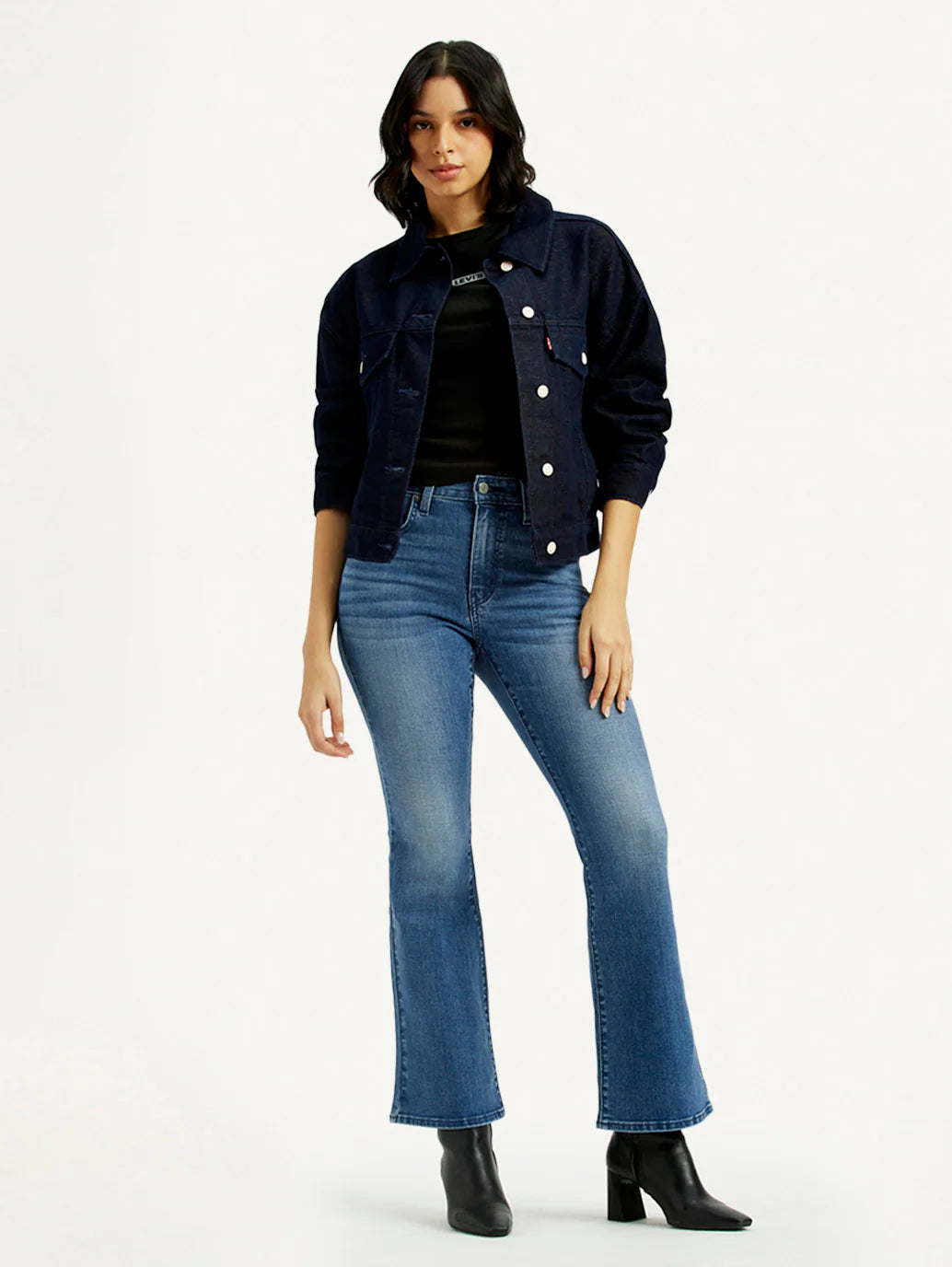 LEVIS Women's 726 Med Indigo Flared Fit High Rise Jeans