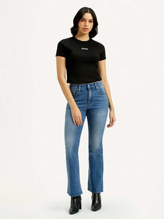 LEVIS Women's 726 Med Indigo Flared Fit High Rise Jeans