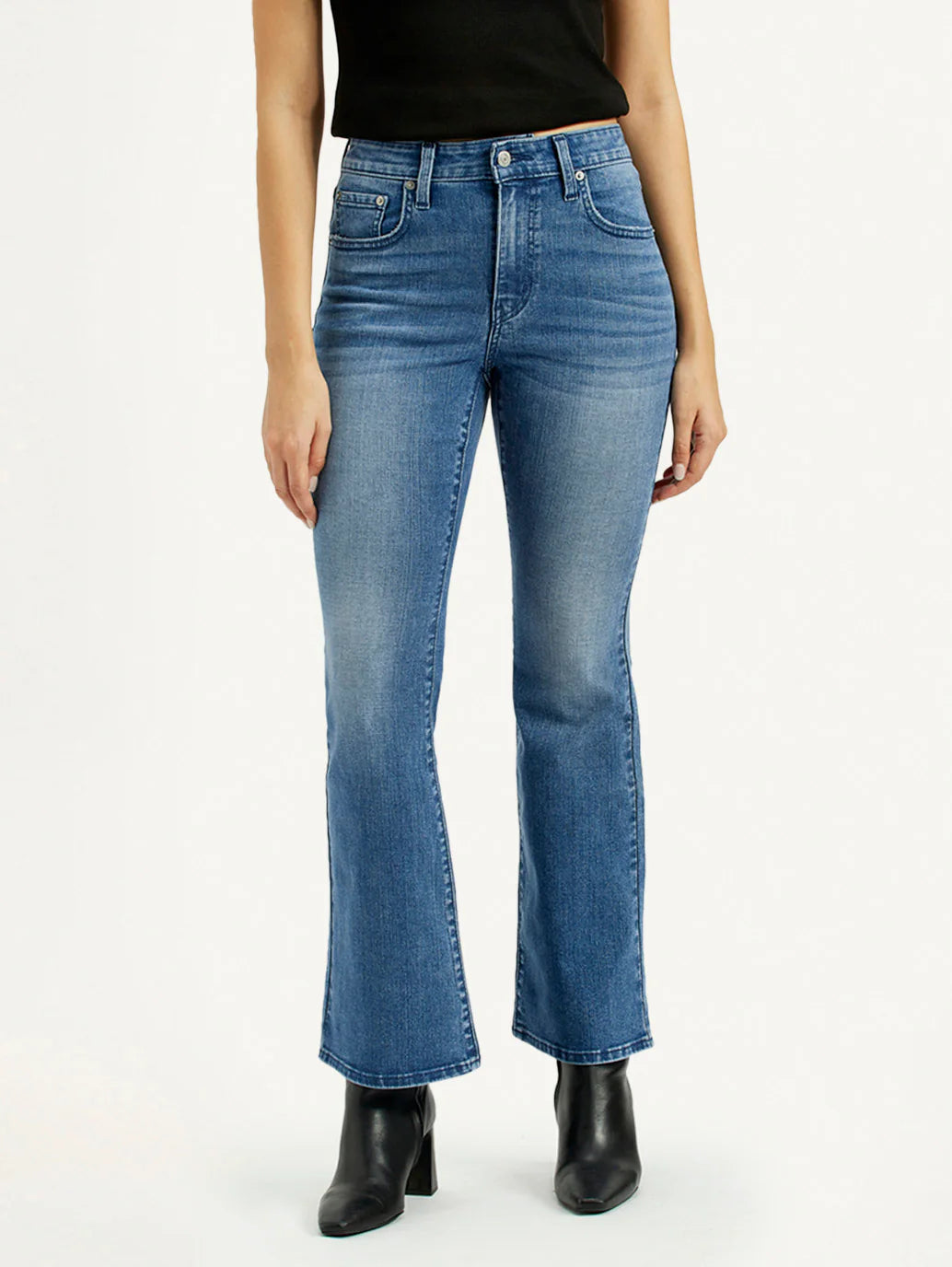 LEVIS Women's 726 Med Indigo Flared Fit High Rise Jeans