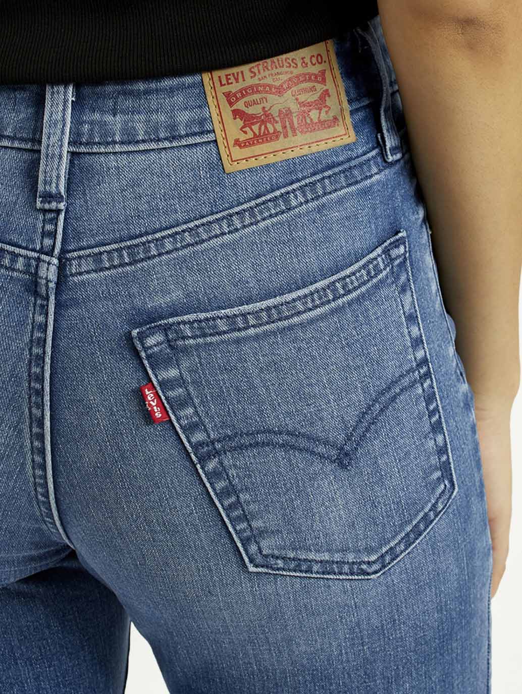 LEVIS Women's 726 Med Indigo Flared Fit High Rise Jeans