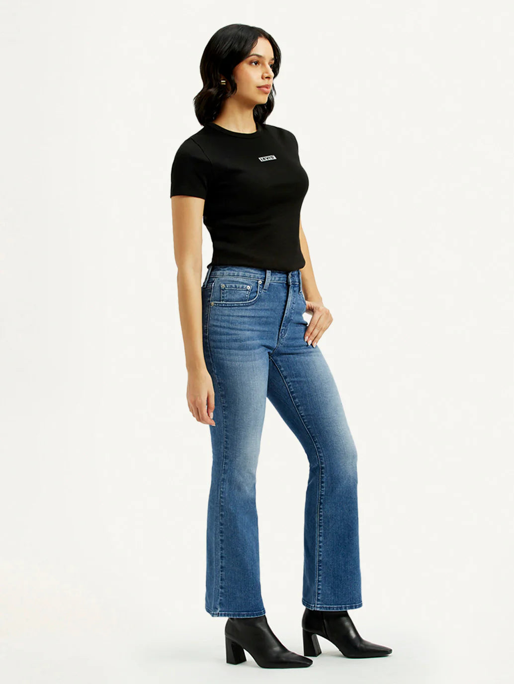 LEVIS Women's 726 Med Indigo Flared Fit High Rise Jeans