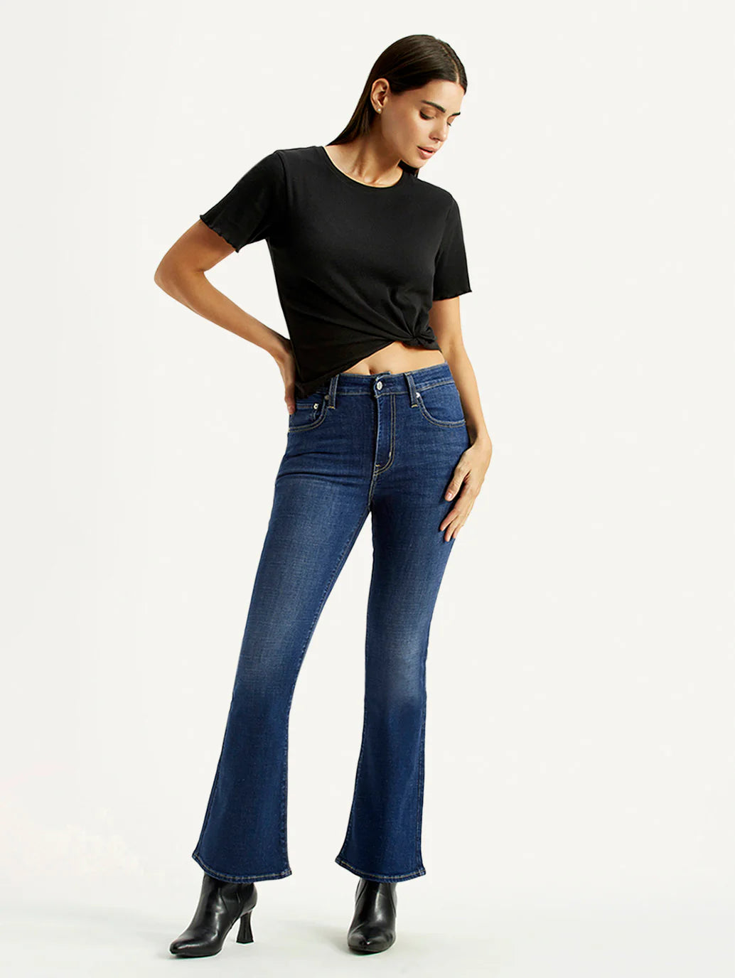 LEVIS Women's 726 Dark Indigo Flared Fit High Rise Jeans