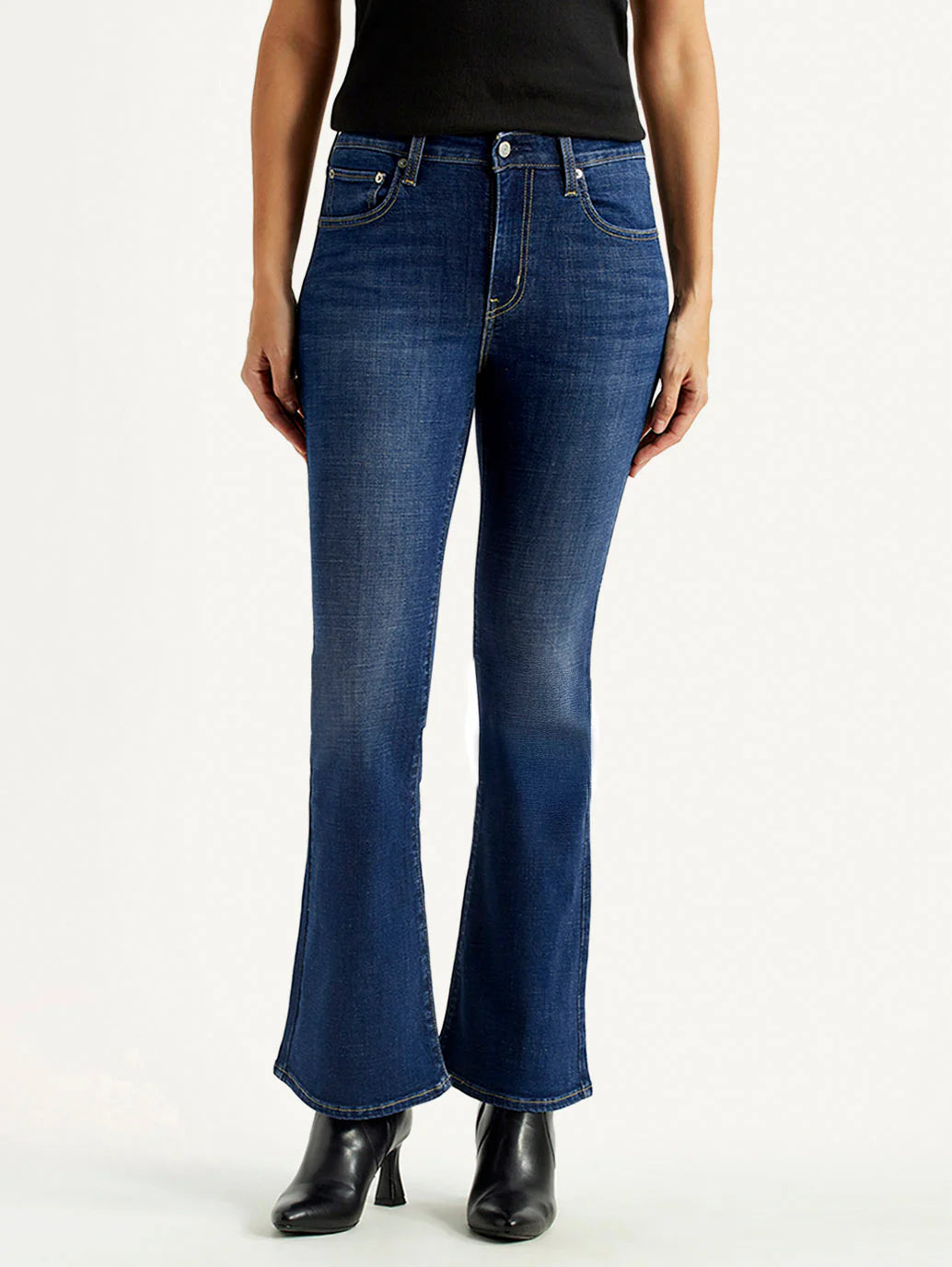 LEVIS Women's 726 Dark Indigo Flared Fit High Rise Jeans