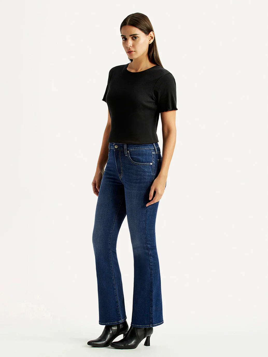 LEVIS Women's 726 Dark Indigo Flared Fit High Rise Jeans