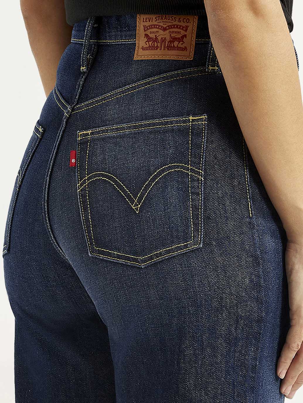 LEVIS Women's Tinted Dark Indigo Ribcage Wide Leg Fit High Rise Jeans