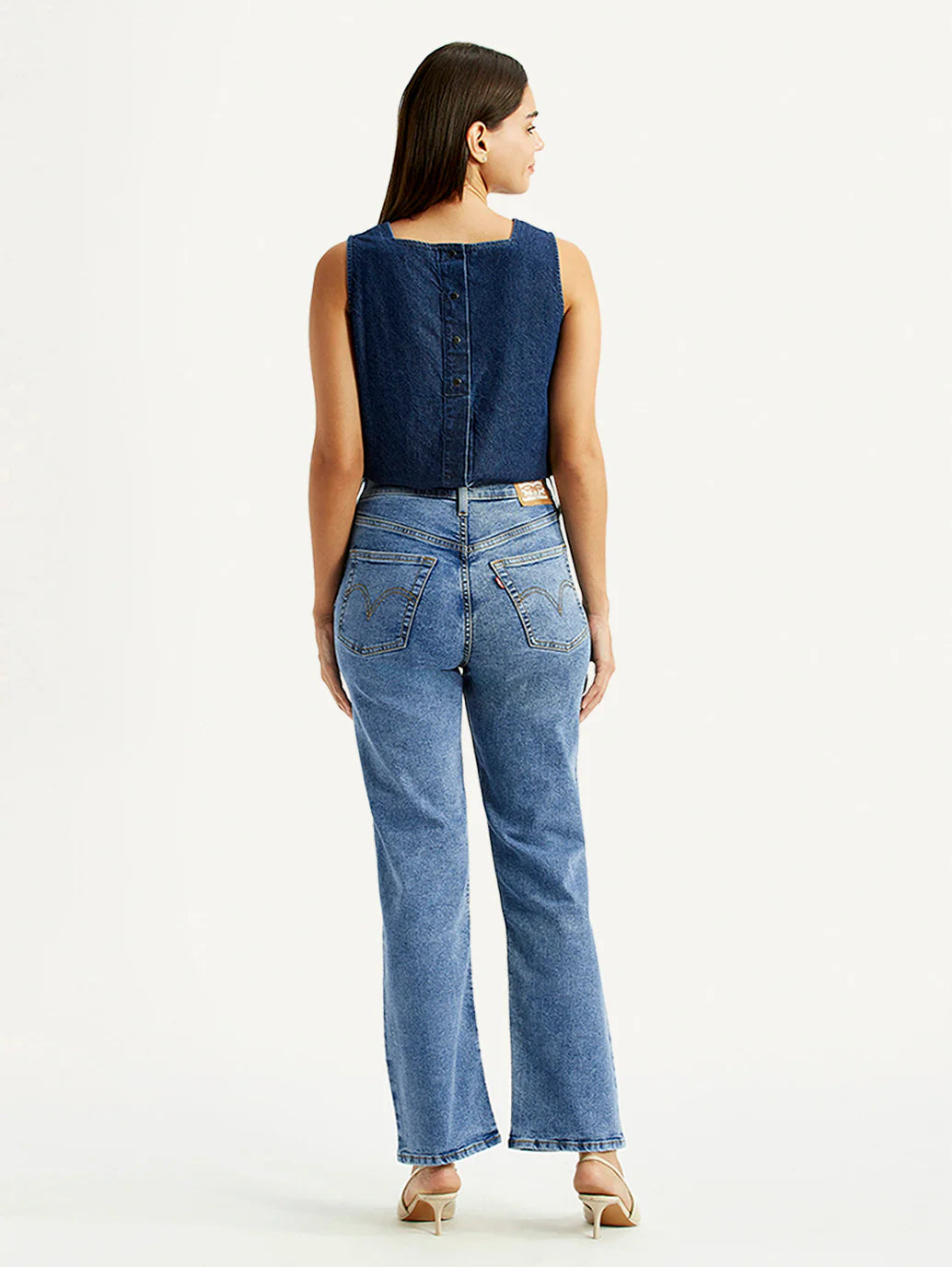 LEVIS Women's Med Indigo Ribcage Straight Fit High Rise Jeans