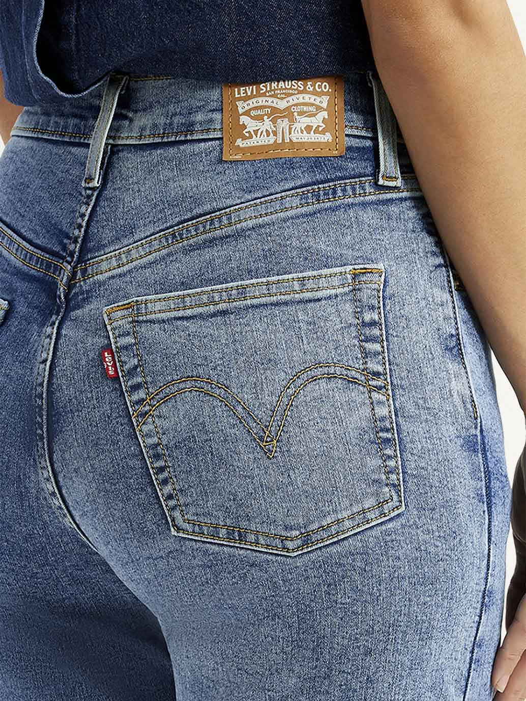 LEVIS Women's Med Indigo Ribcage Straight Fit High Rise Jeans