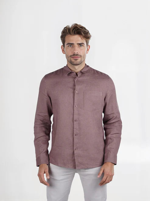 CELIO Men Brown Regular Fit Linen Solid Shirt