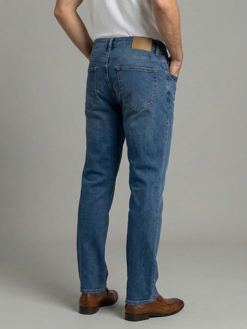 CELIO Cotton Men Solid Straight Fit Blue Jeans