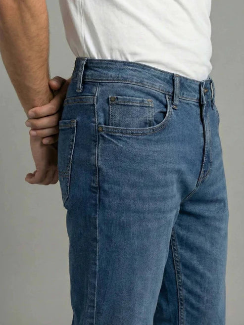 CELIO Cotton Men Solid Straight Fit Blue Jeans