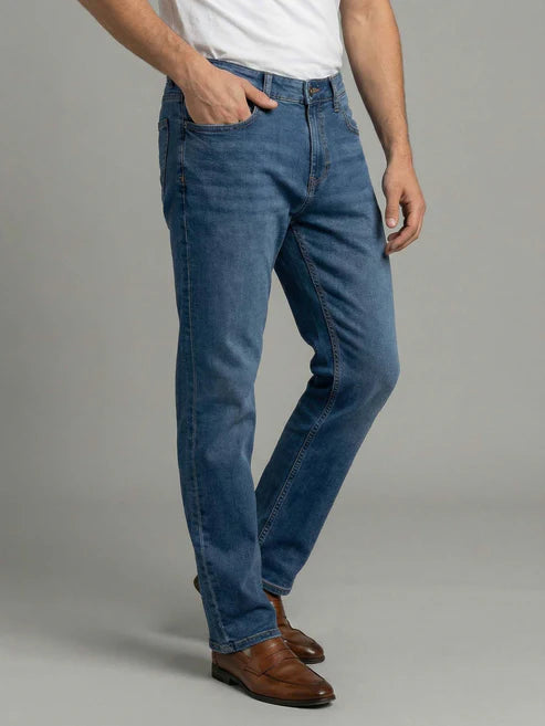 CELIO Cotton Men Solid Straight Fit Blue Jeans
