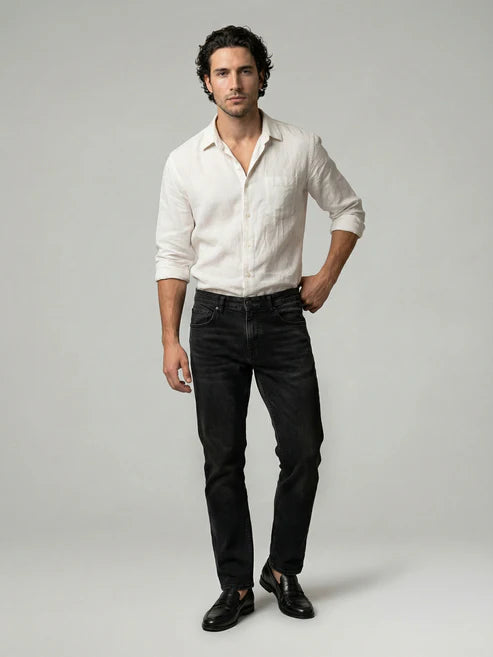 CELIO Men Black Solid Straight Fit Cotton Jeans