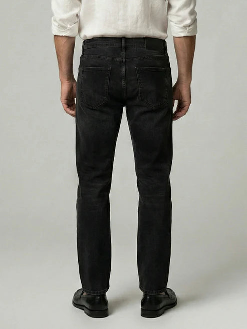 CELIO Men Black Solid Straight Fit Cotton Jeans