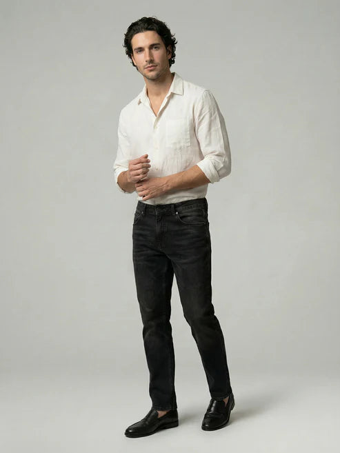 CELIO Men Black Solid Straight Fit Cotton Jeans