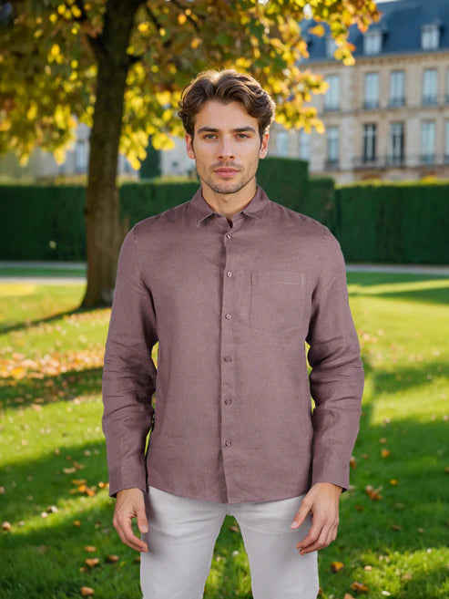 CELIO Men Brown Regular Fit Linen Solid Shirt