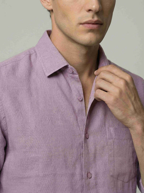 CELIO Men Lavender Solid Regular Fit Cotton Shirts