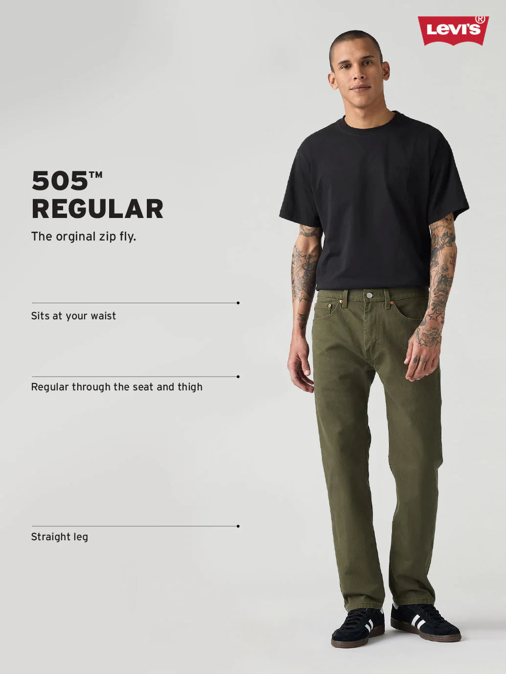 LEVIS Men's 505 Indigo Straight Fit Mid Rise Jeans