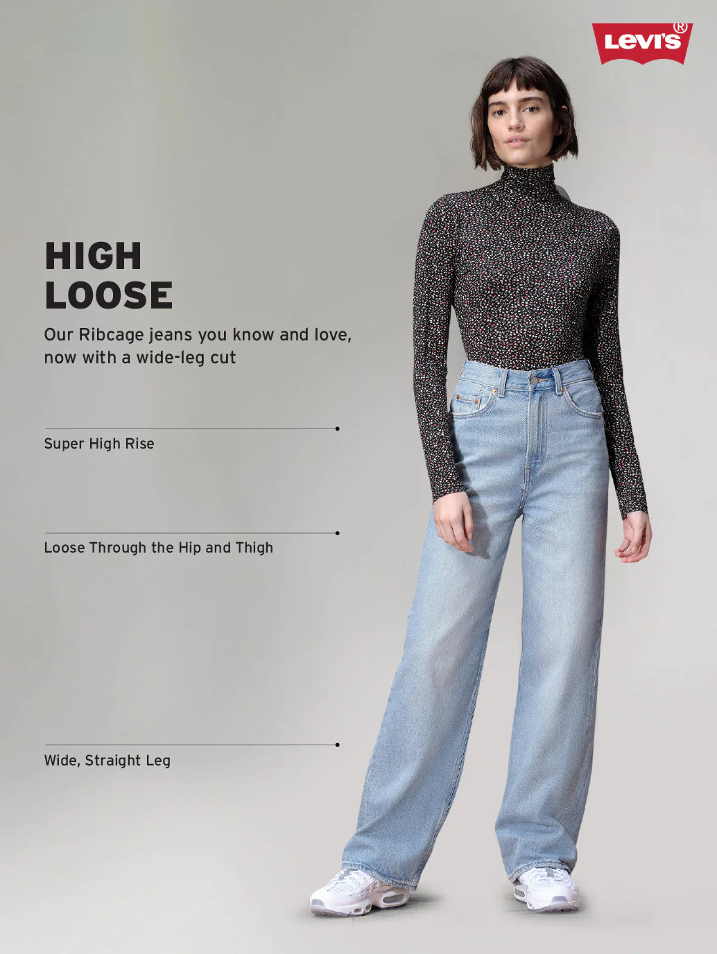 LEVIS Women's Off White Loose Fit High Rise Trousers